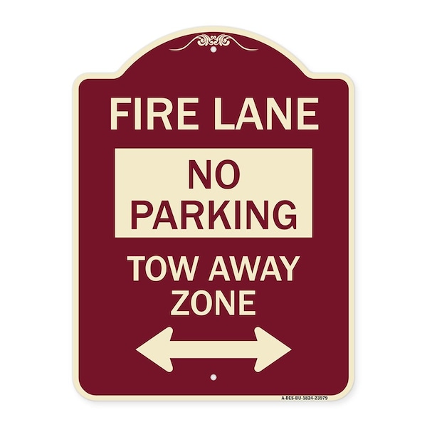 Signmission Fire Lane Tow-Away Zone W/ Bidirectional Arrow Heavy-Gauge Aluminum Sign, 24" x 18", BU-1824-23979 A-DES-BU-1824-23979 - main